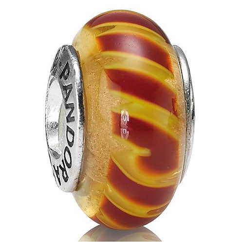 Pandora Muranoglas Charm orange mit Streifen 790624