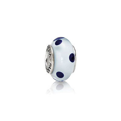 Pandora Muranoglas Charm Polka Dots Weiß & Blau 790610