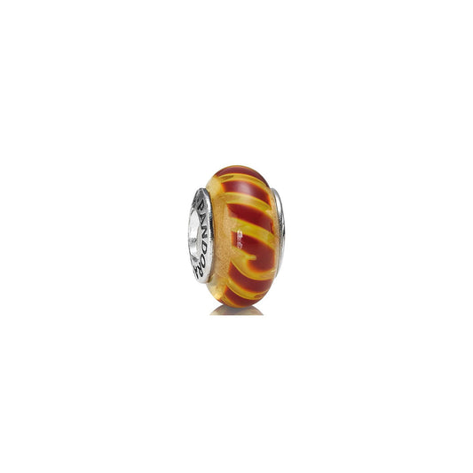 Pandora Muranoglas Charm orange mit Streifen 790624